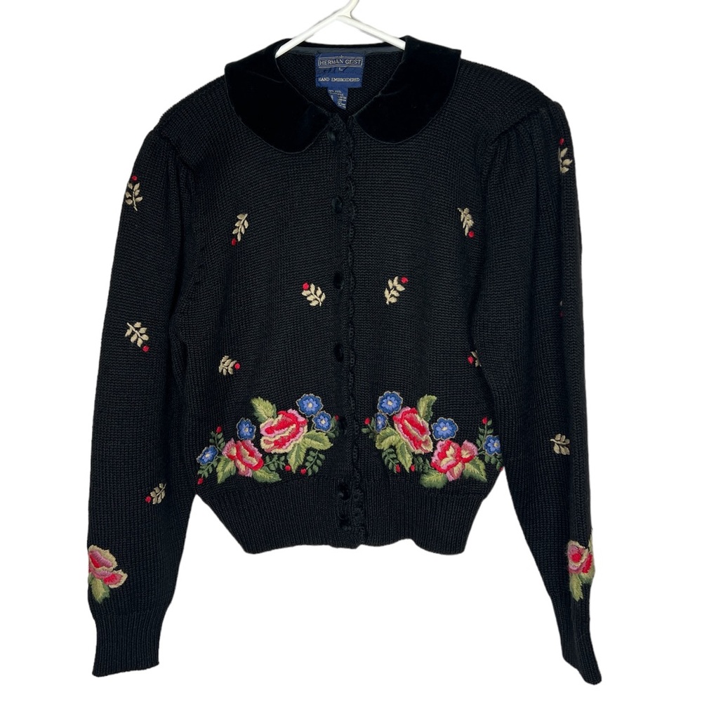 Wool Blend Sweater with Hand Embroidered Detail Size Large